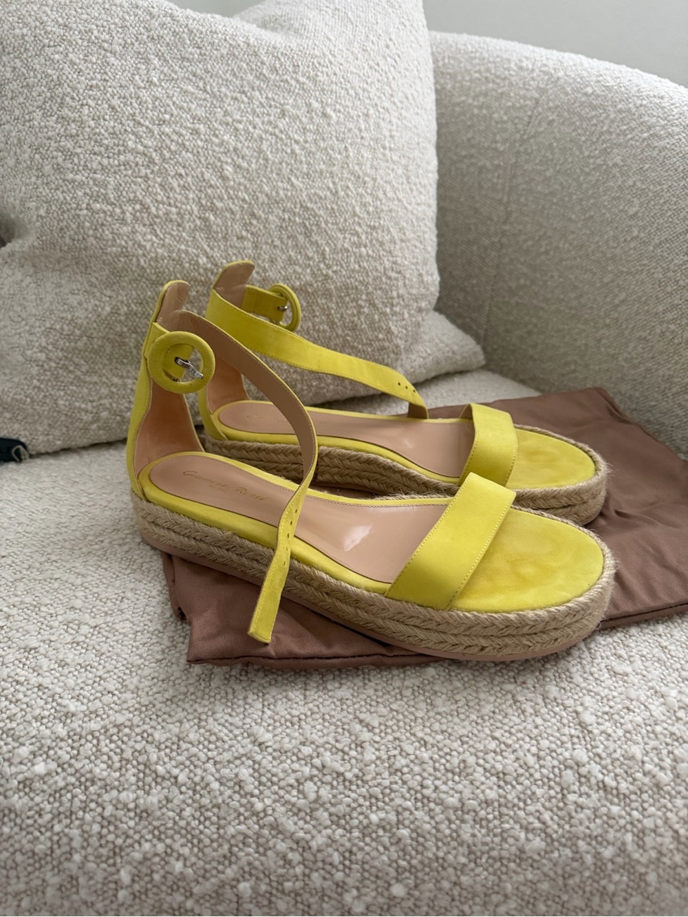 Gianvitto Rossi Lime Suede Platform Sandals with Ankle Strap Size 38